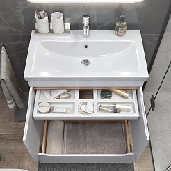 Vigo Тумба с раковиной Grani 80 напольная белая/дуб золотой – фотография-4