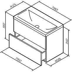 Am.Pm Тумба под раковину Gem 75 подвесная орех – фотография-9