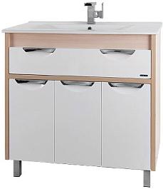 Водолей Тумба с раковиной "Габи 90" белый/дуб – фотография-1