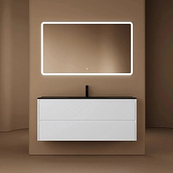 Sancos Тумба с раковиной Libra 120-1 белый глянец раковина Element 121 CN7006MB – фотография-4