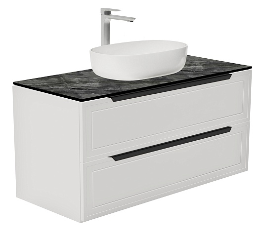 Зов Тумба с раковиной Севилья 100 подвесная матовая белая/столешница куритиба – фото-1