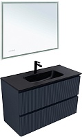 Aquanet Мебель для ванной с черной раковиной Джейн (Flat) 100 подвесная маренго матовый