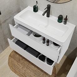 Vivon Тумба под раковину Ostin 80 подвесная белая матовая – фотография-2