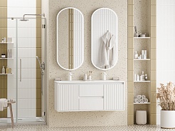 Brevita Тумба с раковиной с двумя чашами Wine 120 подвесная белая – фотография-9