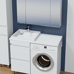СанТа Мебель для ванной под стиральную машину Марс 110 L 2 ящика белая – фотография-5