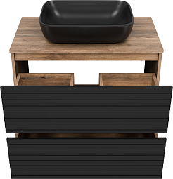 Brevita Тумба с раковиной Dakota 80 дуб галифакс олово/черный кварц – фотография-3