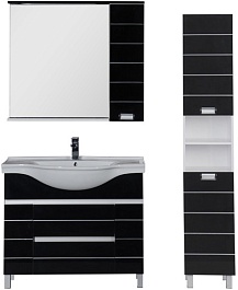 Aquanet Пенал для ванной "Доминика 35" черный (универсальный) – фотография-5