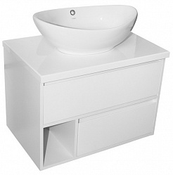 Mixline Мебель для ванной Аврора 70 белая со столешницей – фотография-4