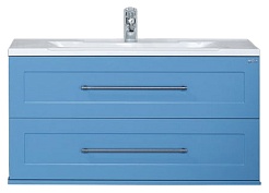 Misty Тумба для умывальника Марта 100 подвесная голубая – фотография-1