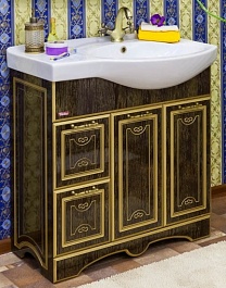 Sanflor Тумба для умывальника Адель 82 L венге, патина золото – фотография-1