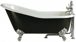 Фэма Чугунная ванна "Gracia Nero", ножки хром, черный глянец – фотография-1