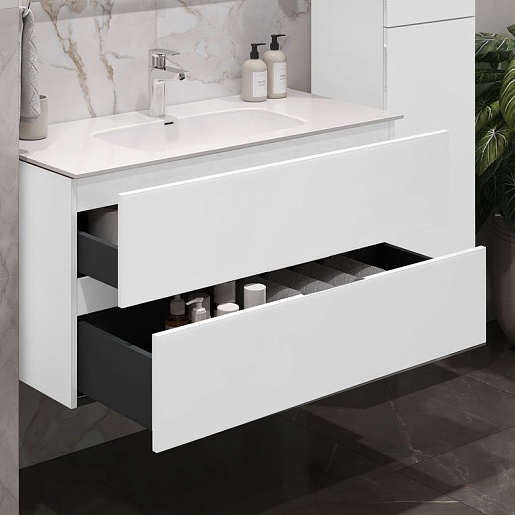 Aquanet Тумба с раковиной Алвита New 90 Flat подвесная белая матовая – картинка-3