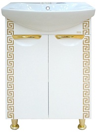 Misty Тумба для умывальника Престиж 70 белая/золотая патина – фотография-1