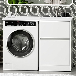 Misty Тумба под раковину Ингрид 60 под стиральную машину белая – фотография-10