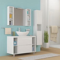 Mixline Мебель для ванной Аврора 60 белая со столешницей – фотография-11