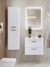BelBagno Тумба с раковиной Due 50 подвесная Bianco Lucido ручки Матовый атласный никель – фотография-15