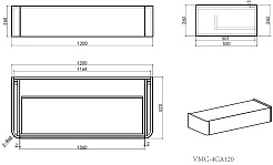 Vincea Тумба с раковиной Caprise 120 подвесная серая матовая – фотография-12