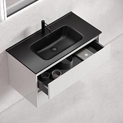 Sancos Тумба с раковиной Libra 90 белый глянец раковина Element 91 CN7002MB – фотография-6