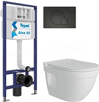 Teymi Унитаз подвесной Vitra Pro T40806 с инсталляцией Aina 1220067 с кнопкой Ellie T70023BM