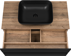 Brevita Тумба под раковину Dakota 100 подвесная дуб галифакс олово/черный кварц – фотография-4