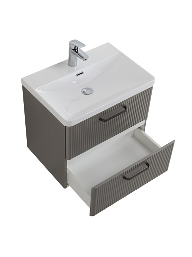 BelBagno Тумба с раковиной Due 60 подвесная Сатин ручки Матовый тёмный никель – фотография-12