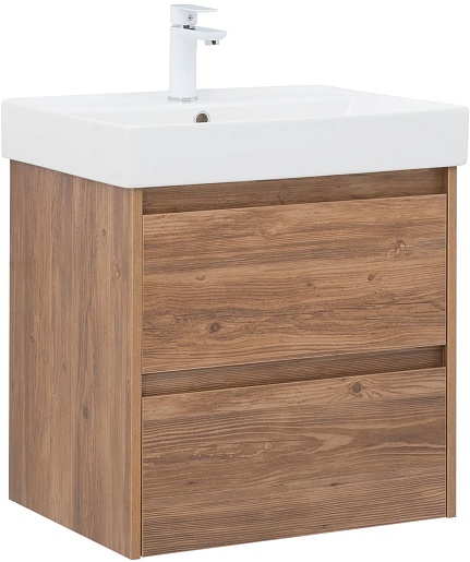 Aquanet Тумба с раковиной Nova Lite 60 подвесная дуб шоколадный – фото-1