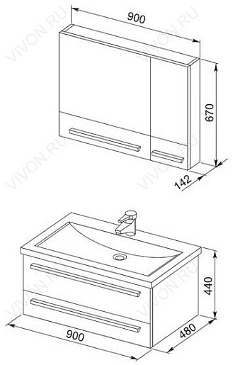 Aquanet Мебель для ванной  "Нота 90" камерино черная (168975) – фотография-2