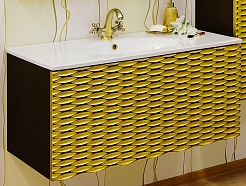 Sanflor Тумба для умывальника Белла 100 шоколадный, патина золото – фотография-1