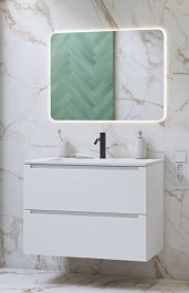 Зов Мебель для ванной Дион 80 подвесная матовая белая – фотография-1