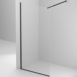 BelBagno Душевая перегородка Kraft KRAFT-L-1-90-C-NERO 90x195 профиль черный матовый стекло прозрачное – фотография-1
