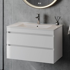 Teymi Тумба под раковину Laina 80 подвесная белая матовая – фотография-7