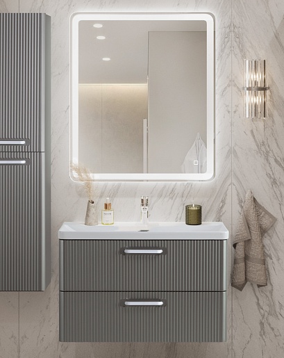 BelBagno Тумба с раковиной Due 80 подвесная Сатин ручки Белые – фотография-10