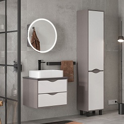 Equil Шкаф пенал Smile 40 напольный лен антрацит/графит – фотография-5