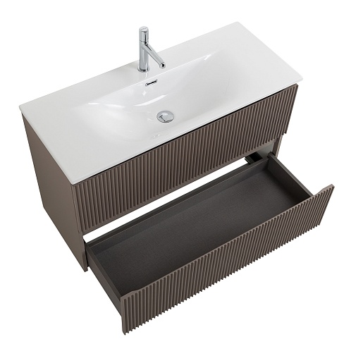 BelBagno Тумба с раковиной Uno mini 100 подвесная Бежевый матовый с раковиной BB-8099-3-100 – фотография-12