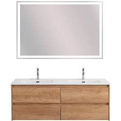 BelBagno Тумба с раковиной Kraft 140 подвесная 4 ящика Rovere Nebrasca Nature двойная раковина – фотография-5