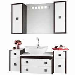 Водолей Мебель для ванной "Сильвия 75" белый/венге – фотография-4