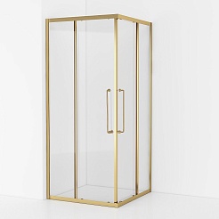 Cezares Душевой уголок Relax 304 RELAX-304-A-2-90-C-BORO 90x90 профиль брашированное золото стекло прозрачное – фотография-2