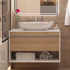 Teymi Тумба с раковиной Ritta 85 Ellie 60 подвесная белый/дуб – фотография-2