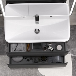 Equil Тумба под раковину Eltoro 80 2 ящика напольная черный софт – фотография-6