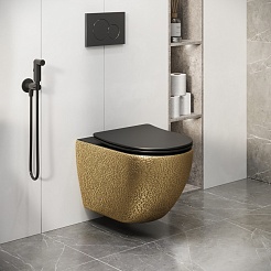 Grossman Унитаз подвесной Color GR-4411GBLS золото/черный с текстурой крокодила – фотография-7