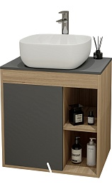 Teymi Тумба с раковиной Nura 60 дуб эврика/графит матовый T60529 раковина T50203 – фотография-1