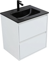 Aquanet Тумба с черной раковиной Милан 60 Flat подвесная белая