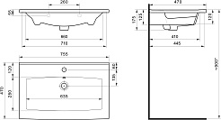 Акватон Тумба с раковиной Сохо 75 подвесная слэйт/галька серая – фотография-14