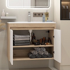 Teymi Тумба с раковиной Netta 80 подвесная дуб/белый – фотография-6