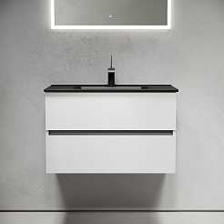 Sancos Тумба с раковиной Urban 80 белый глянец раковина Element 81 CN7005MB – фотография-2