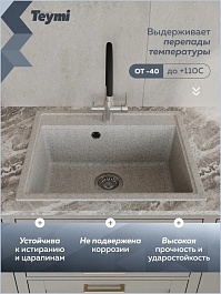 Teymi Мойка кухонная Lori Maxi 60 матовая серая – фотография-3