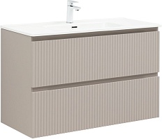 Aquanet Тумба с раковиной Джейн (Flat) 100 подвесная бежевая матовая