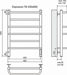 Terminus Полотенцесушитель электрический Евромикс П6 450х650 диммер справа – фотография-3