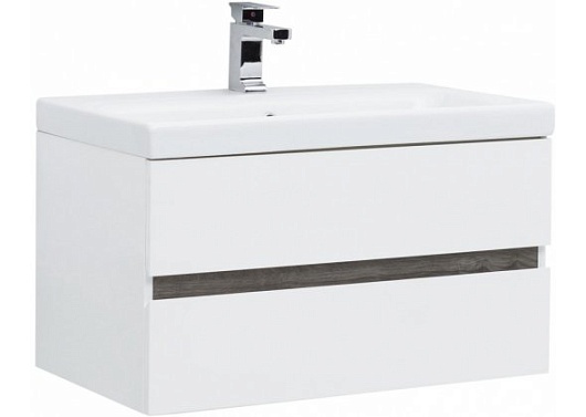 Aquanet Тумба под раковину Беркли 80 белый глянец/дуб рошелье – фото, картинка, фотография-1