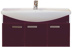Misty Тумба с раковиной Джулия 105 подвесная бордовая – фотография-1